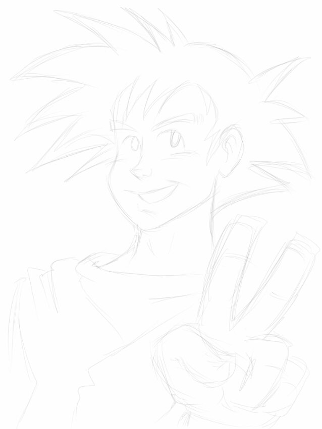 Desenho de Goku feito a lápis para você pintar